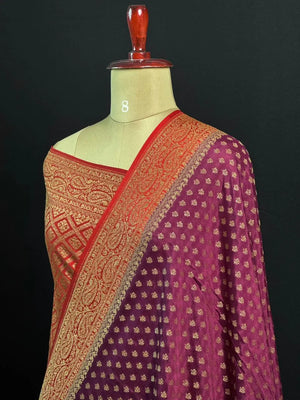 Pure Banarasi Crepe Saree-(Mango Border)