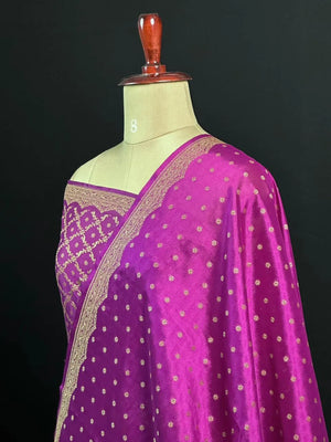 Pure Banarasi Crepe Silk Saree (Small border)
