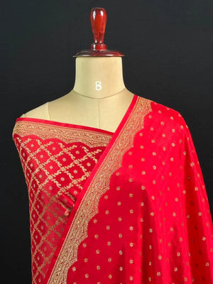 Pure Banarasi Crepe Silk Saree (Small border)