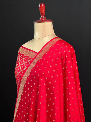 Pure Banarasi Crepe Silk Saree (Small border)