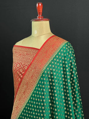 Pure Banarasi Crepe Saree-(Mango Border)