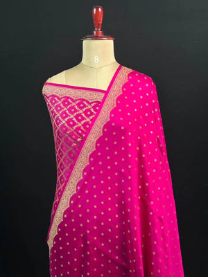 Pure Banarasi Crepe Silk Saree (Small border)