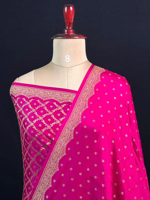 Pure Banarasi Crepe Silk Saree (Small border)