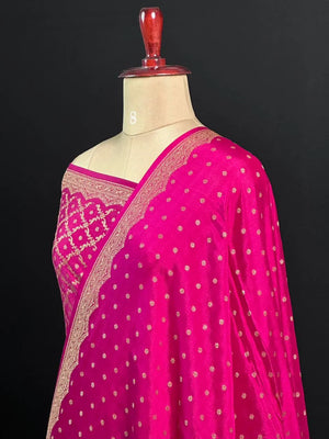 Pure Banarasi Crepe Silk Saree (Small border)