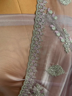 Soft Supernet Pure Organza Saree With Embroidery Work