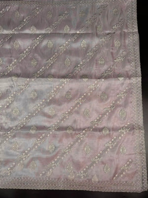 Soft Supernet Pure Organza Saree With Embroidery Work