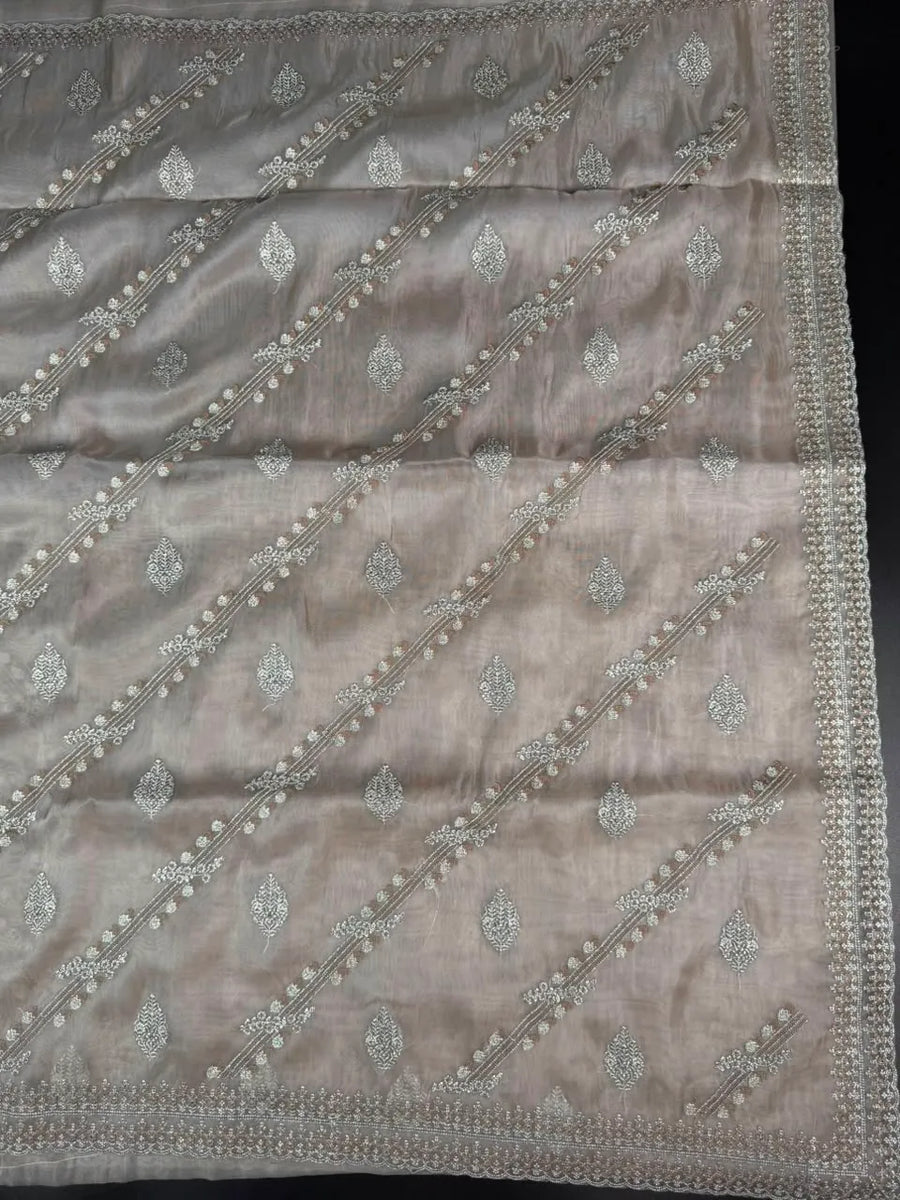 Soft Supernet Pure Organza Saree With Embroidery Work