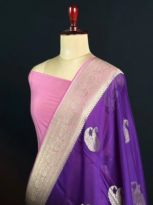 Pure Viscose Semi Banarasi Saree
