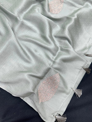 Paper silk saree with crisp finish and elegant sheen – perfect for festive and daily wear