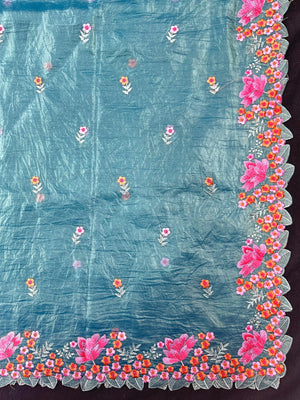 Paper silk saree with subtle sheen and crisp drape – ideal for festive and everyday wear