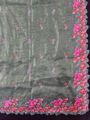 Paper silk saree with subtle sheen and crisp drape – ideal for festive and everyday wear