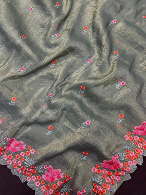 Paper silk saree with subtle sheen and crisp drape – ideal for festive and everyday wear