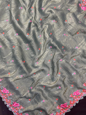 Paper silk saree with subtle sheen and crisp drape – ideal for festive and everyday wear