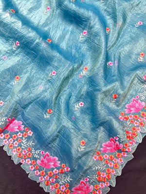 Paper silk saree with subtle sheen and crisp drape – ideal for festive and everyday wear