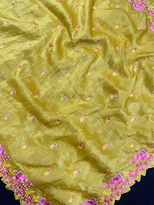 Paper silk saree with subtle sheen and crisp drape – ideal for festive and everyday wear