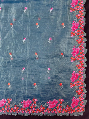Paper silk saree with subtle sheen and crisp drape – ideal for festive and everyday wear