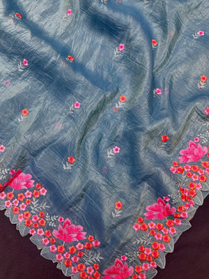 Paper silk saree with subtle sheen and crisp drape – ideal for festive and everyday wear