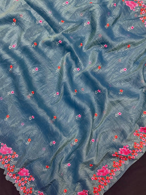 Paper silk saree with subtle sheen and crisp drape – ideal for festive and everyday wear