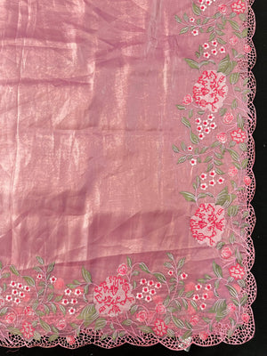 Woman wearing a Paper Silk Saree with crisp texture and elegant drape, ideal for office wear, casual events, and festive occasions.