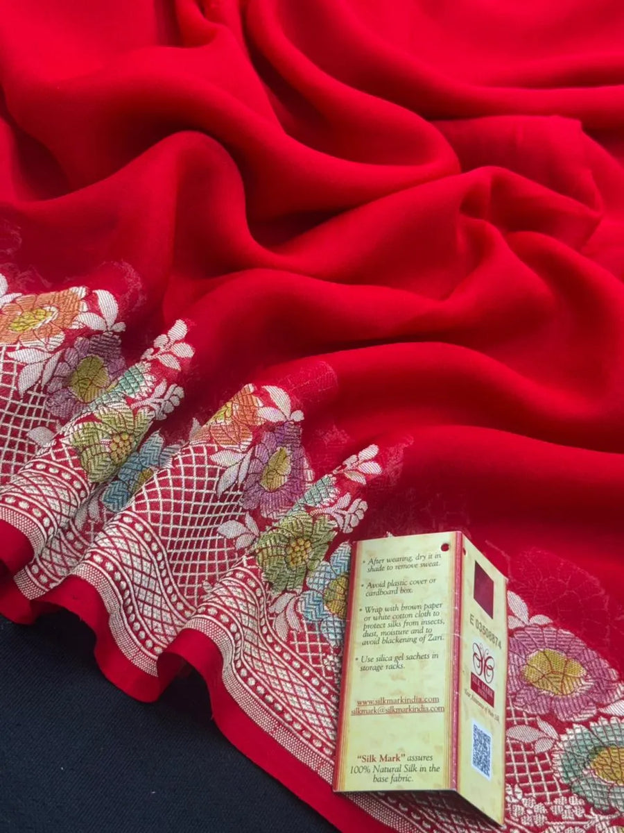Royal Pure Khaddi Georgette Saree with Rich Traditional Weaving-Pure Actor Collection