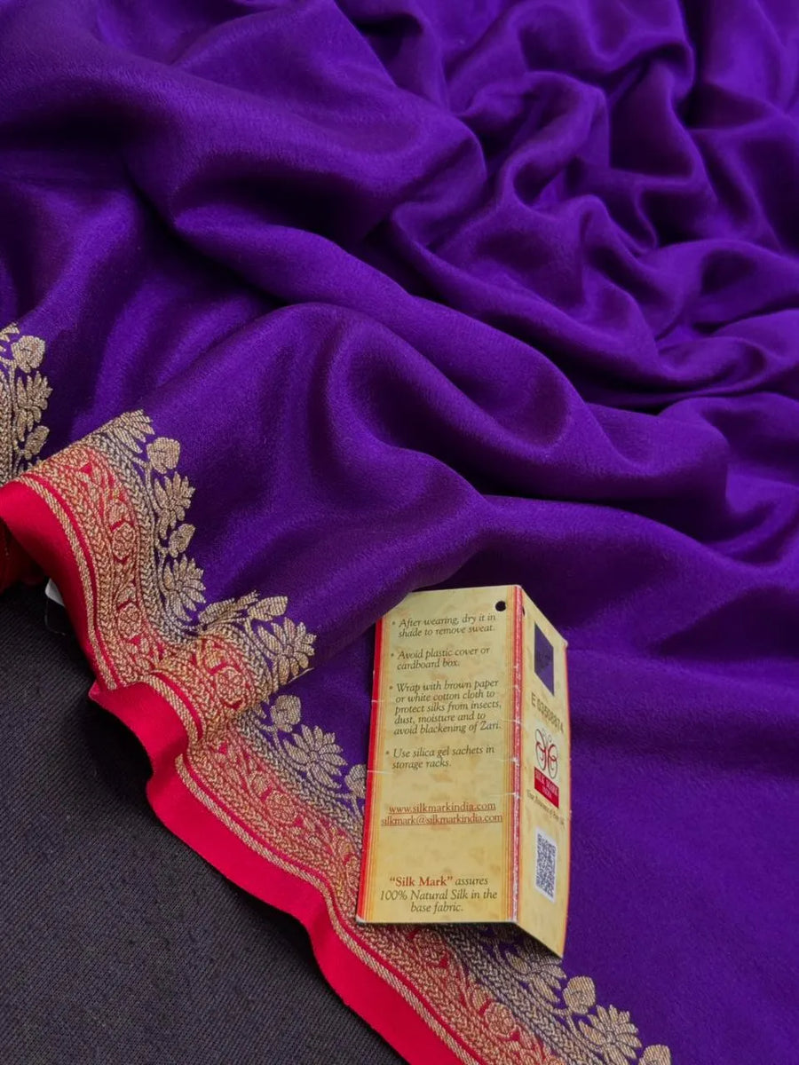 Elegant Pure Banarasi Crepe Silk Saree for Festive Grace