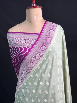 Noor-e-Banaras Pure Crêpe Silver Zari Weave