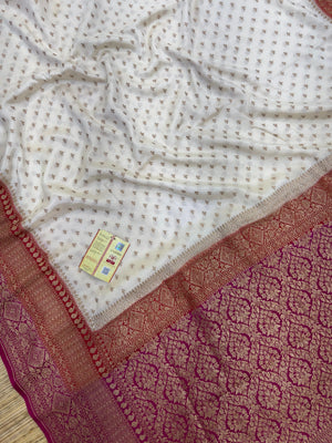 Designer 3D Pattern Pure Banarasi Crepe Silk Saree