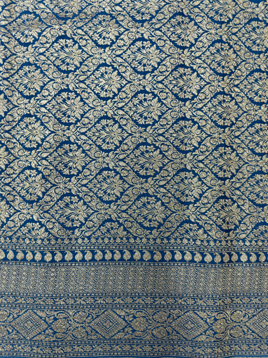 Designer 3D Pattern Pure Banarasi Crepe Silk Saree