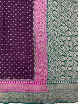 Designer 3D Pattern Pure Banarasi Crepe Silk Saree