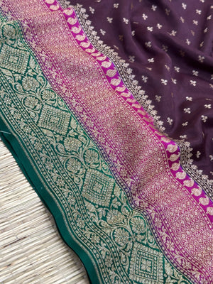 Designer 3D Pattern Pure Banarasi Crepe Silk Saree