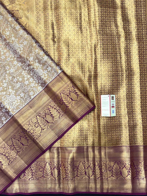 Handwoven Pure Kanchi Tussar Silk Saree with Rich Zari Elegance-Pure Chanda Silk