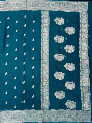 Banarasi Pure Khaddi Chiffon Saree-Self