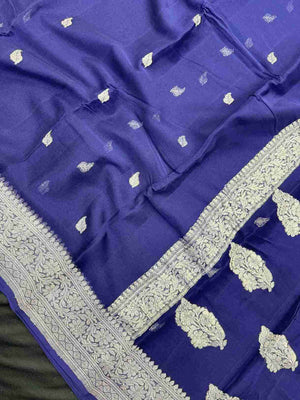 Banarasi Pure Khaddi Chiffon Saree-Self