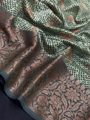 “Pure Chinya Silk Saree with Elegant Designer Border – Traditional & Luxurious” (Pure Chinya Silk H)