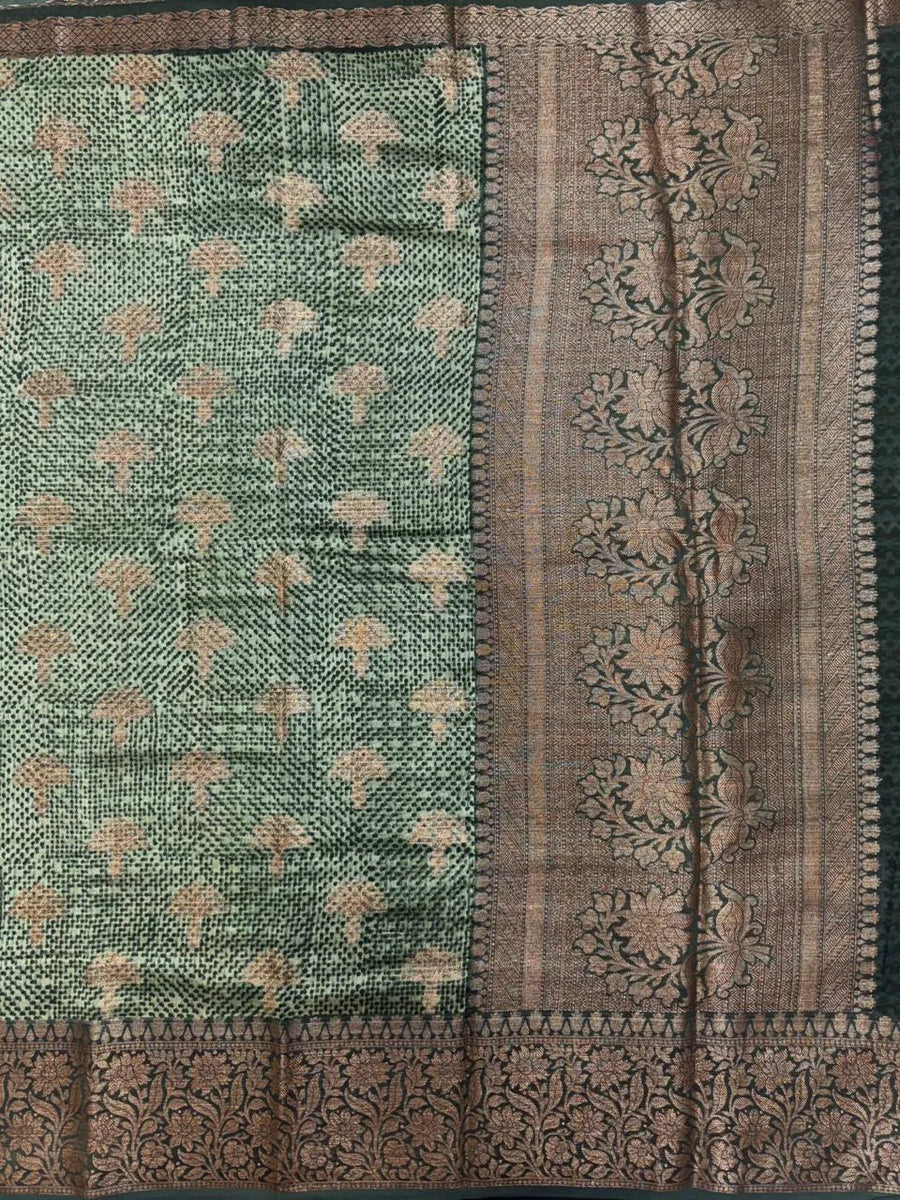 “Pure Chinya Silk Saree with Elegant Designer Border – Traditional & Luxurious” (Pure Chinya Silk H)