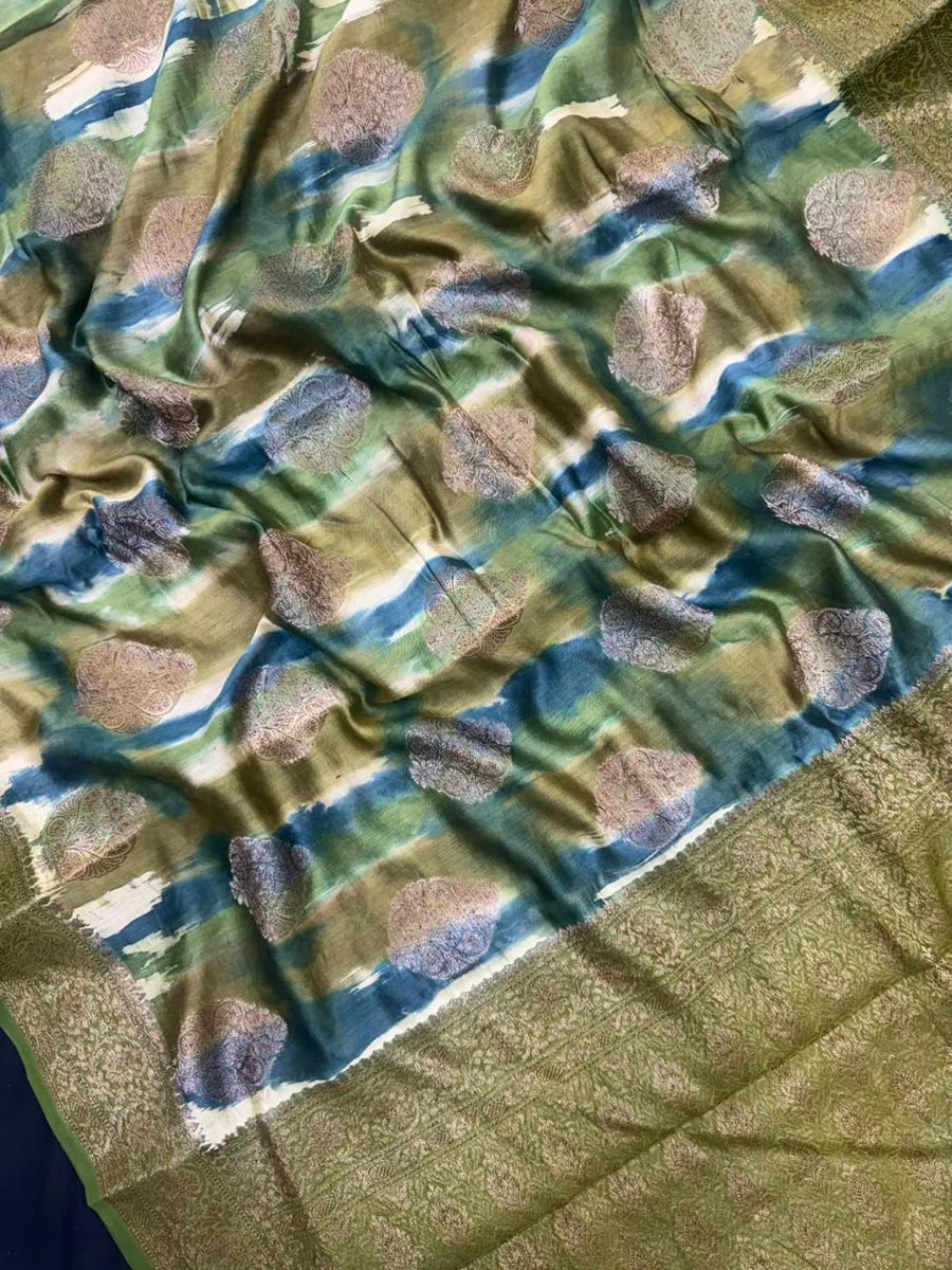 Pure Chinya Silk Saree in Stunning Multicolour Shades-Pure chinya silk sp2