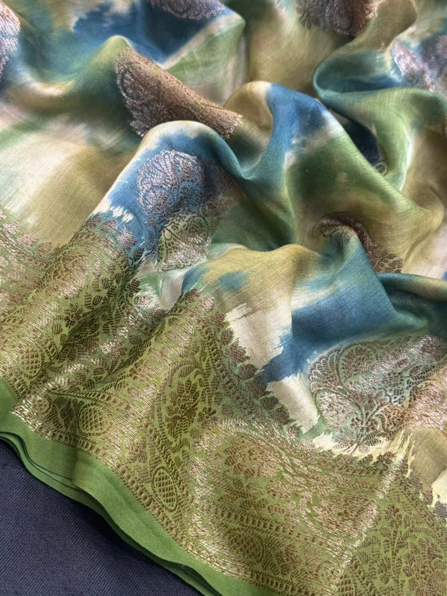 Pure Chinya Silk Saree in Stunning Multicolour Shades-Pure chinya silk sp2