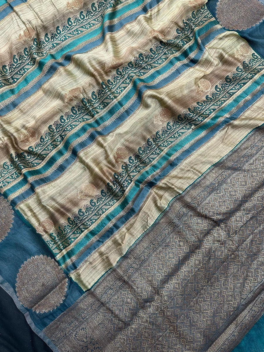 Woman wearing a traditional Chinya Silk Saree in elegant colors with woven pallu and festive motifs, ideal for weddings and Indian celebrations.