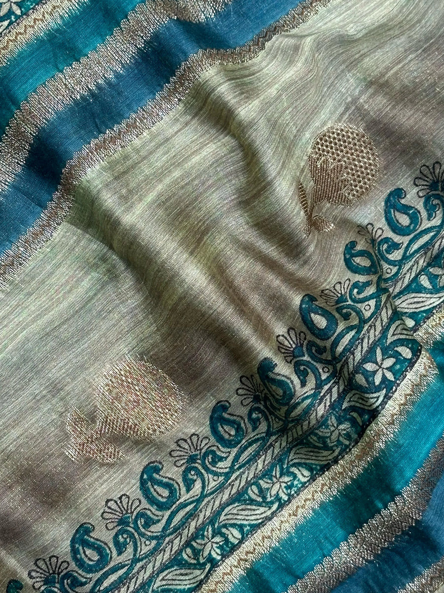Woman wearing a traditional Chinya Silk Saree in elegant colors with woven pallu and festive motifs, ideal for weddings and Indian celebrations.