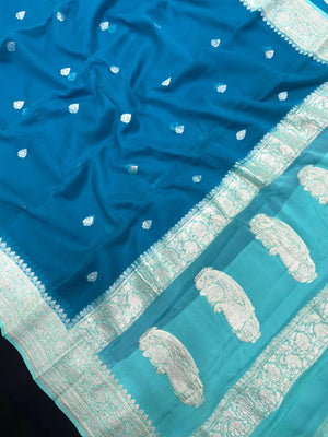 Pure Khaddi Chiffon Contrast Saree – Soft Drape & Bold Borders
