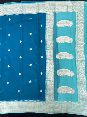 Pure Khaddi Chiffon Contrast Saree – Soft Drape & Bold Borders