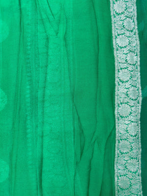 Pure Khaddi chiffon saree with soft texture and contrast border – perfect for festive and ethnic occasions