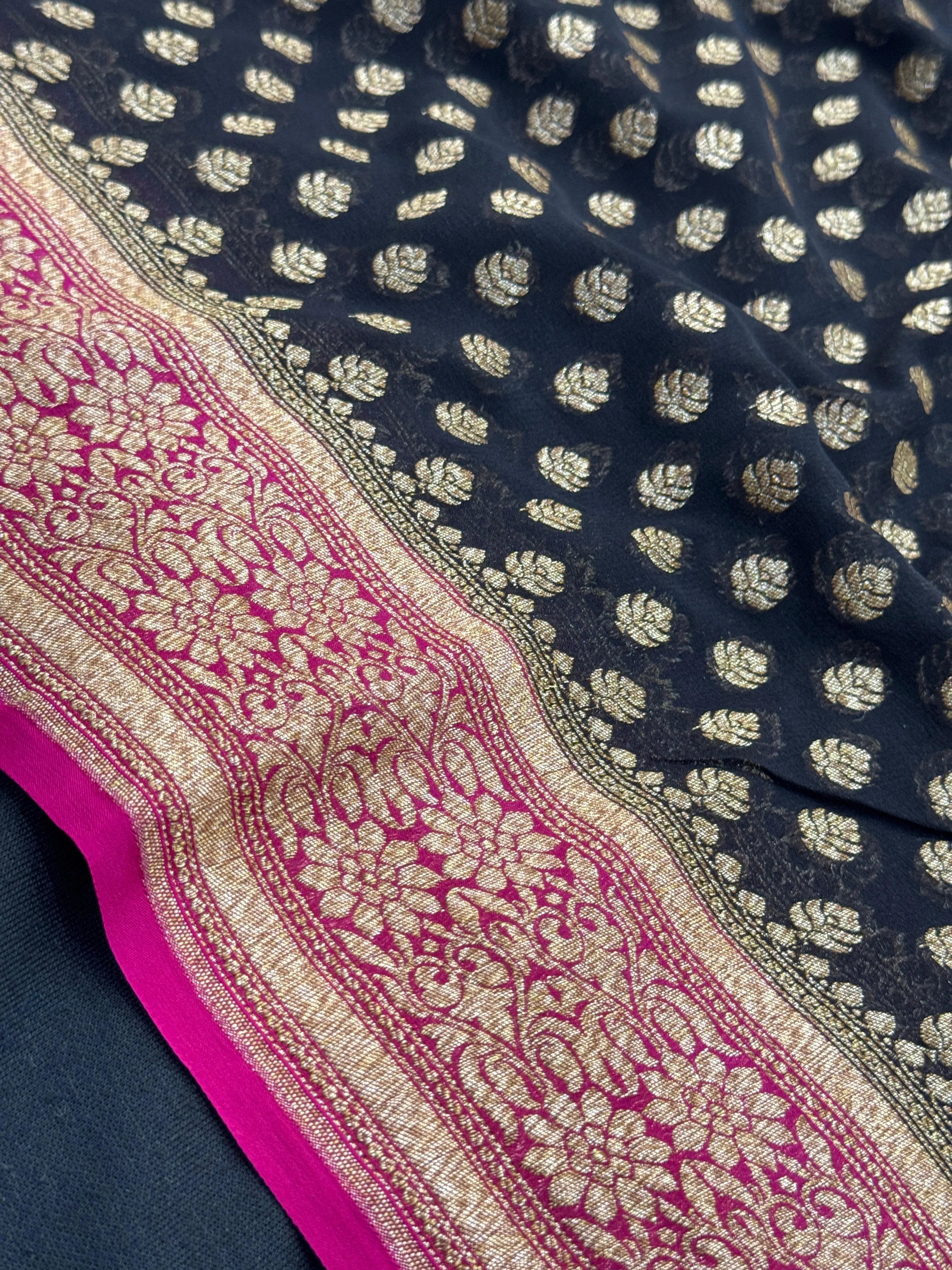 Classic Pure Khaddi Georgette Silk Saree – The Ultimate Ethnic Wear for Wedding Celebrations