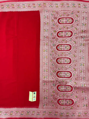 Pure Khaddi Georgette Plain Meena Saree – Elegant Weave with Subtle Zari Charm