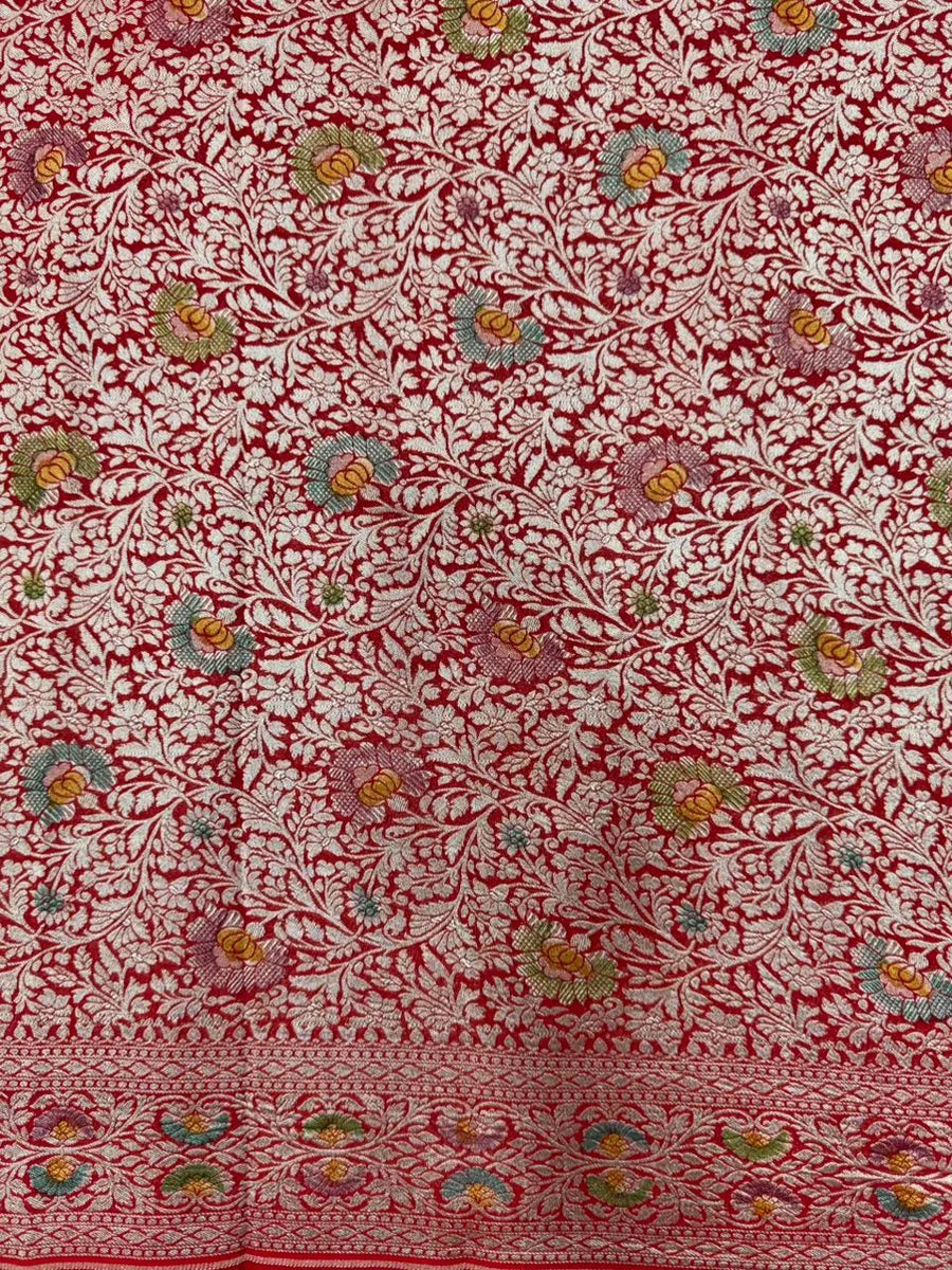 Pure Khaddi Georgette Plain Meena Saree – Elegant Weave with Subtle Zari Charm