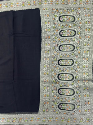 Pure Khaddi Georgette Plain Meena Saree – Elegant Weave with Subtle Zari Charm