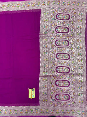 Pure Khaddi Georgette Plain Meena Saree – Elegant Weave with Subtle Zari Charm