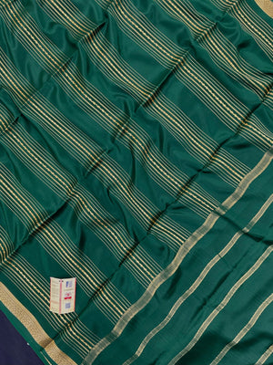 Woman wearing a Pure Mysore Silk Saree with smooth drape and zari border, perfect for weddings and traditional South Indian events.