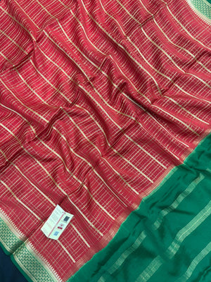 Pure Mysore silk saree with smooth texture and zari border – perfect for weddings and festive wear