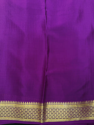 Pure Mysore silk saree with smooth texture and zari border – perfect for weddings and festive wear